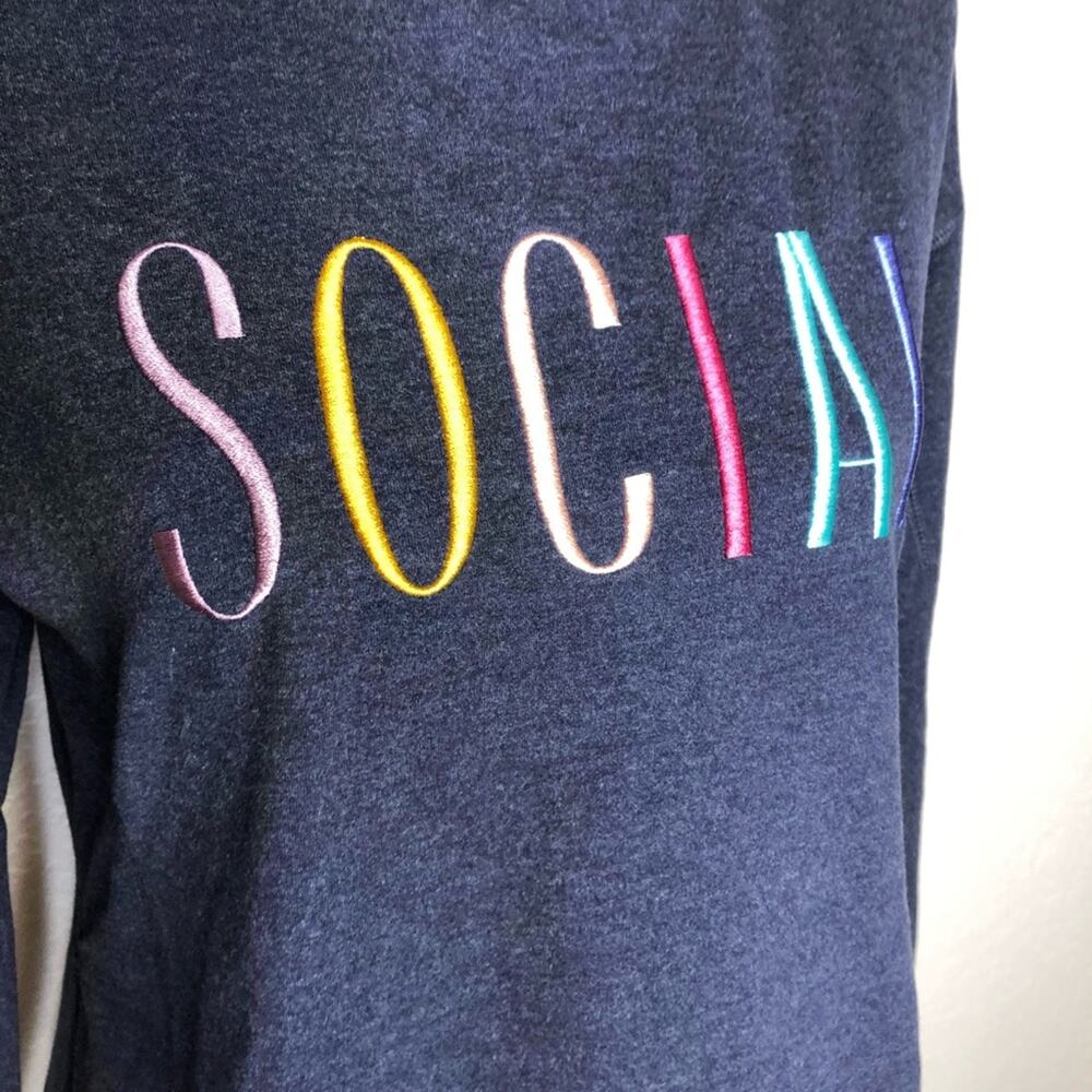 Wildfox navy blue SOCIAL embroidered sweatshirt size Extra Small XS - Picture 7 of 14